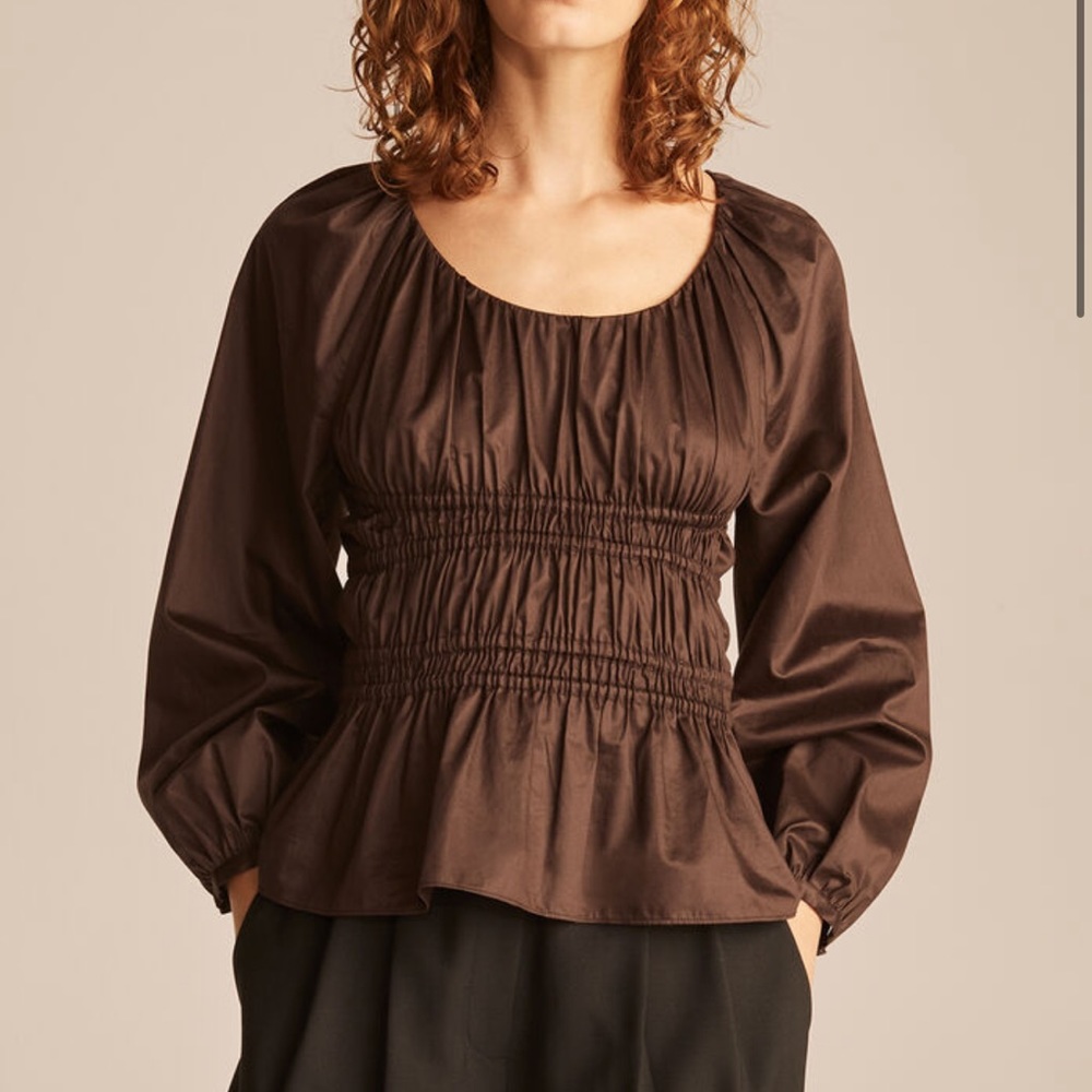 Rebecca Taylor Smocked Blouson Sleeve Top